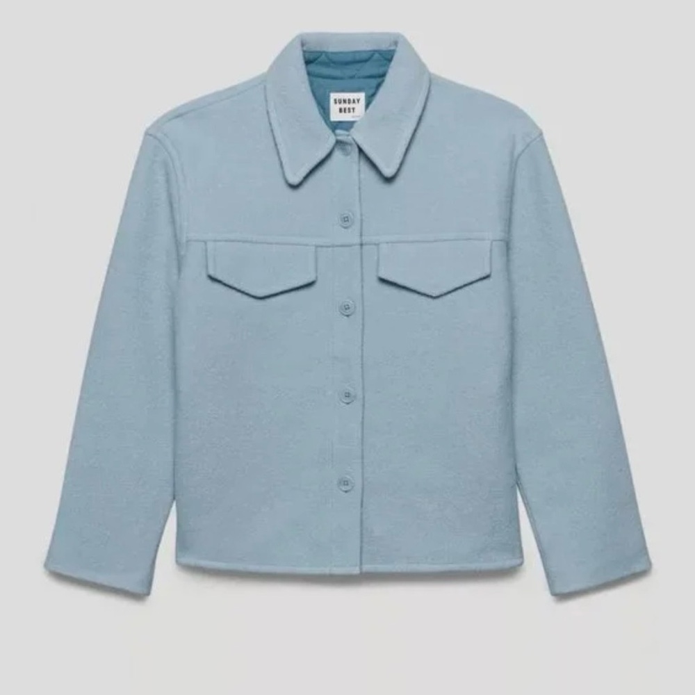 ARITZIA Sunday Best- Sky blue Marino wool shirt jacket